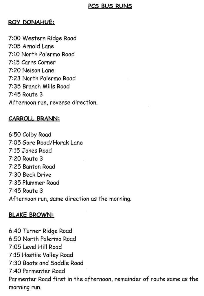 PCS Bus Runs 26/27