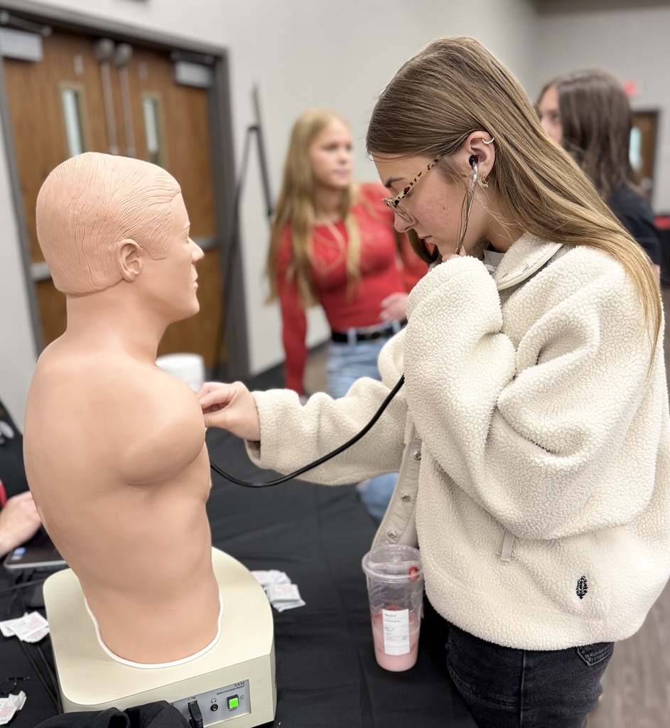 A student listens to normal and abnormal heart sounds on the patient ascultation simulator.