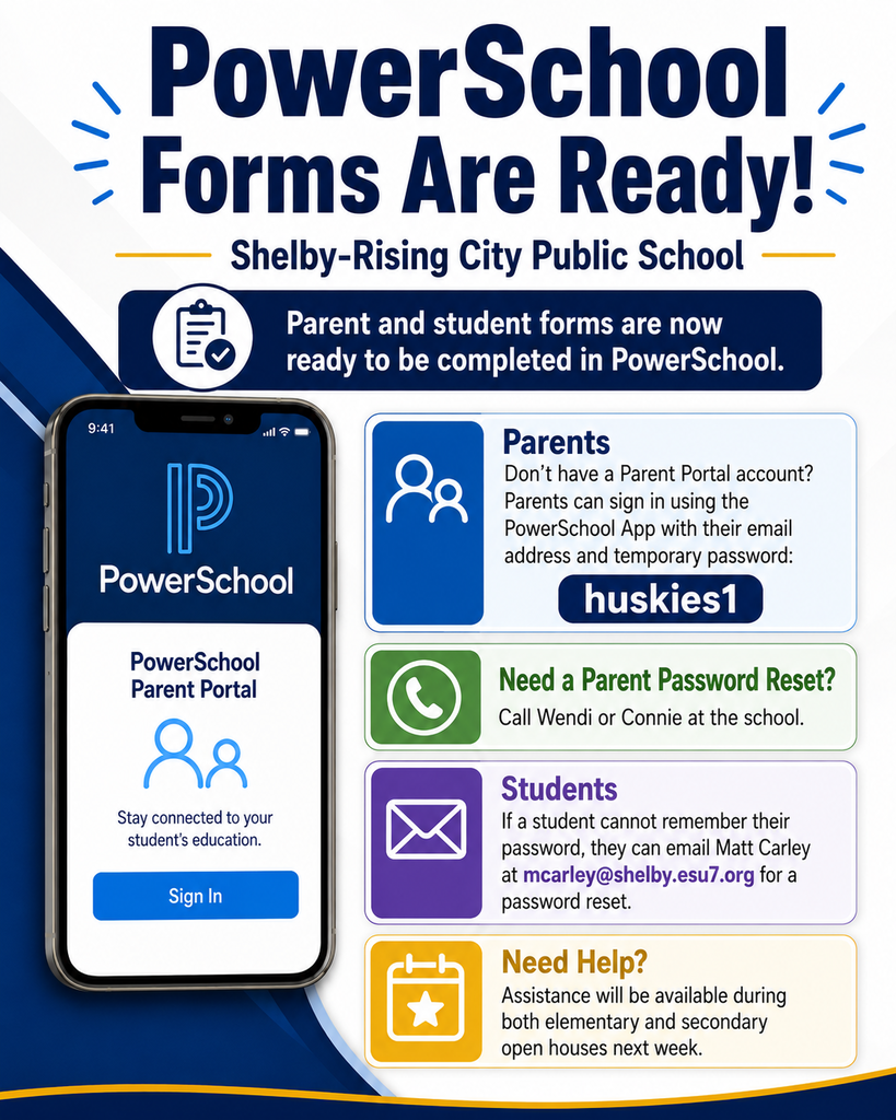 PowerSchool forms are up and ready to be completed! Log in today!