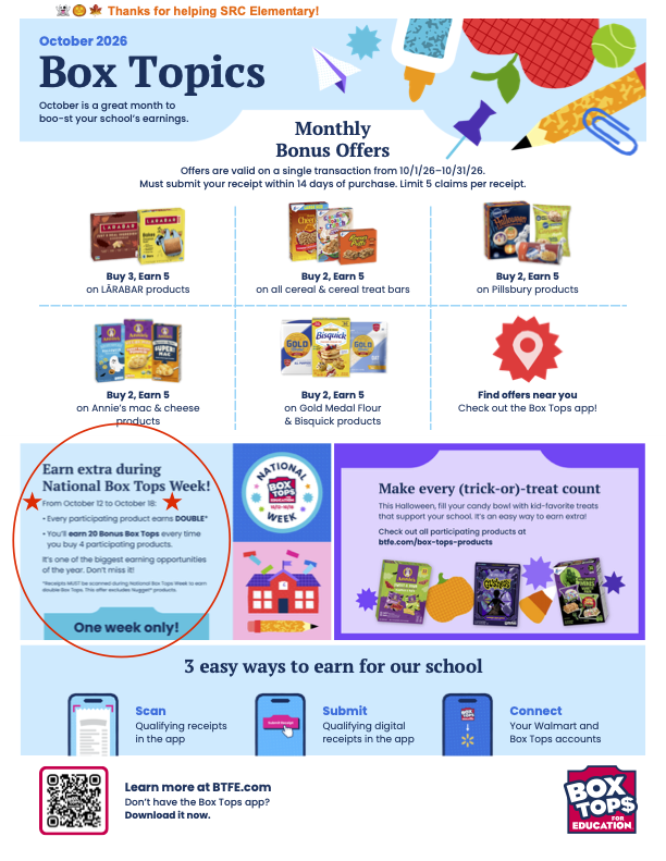 October Box Tops Topics