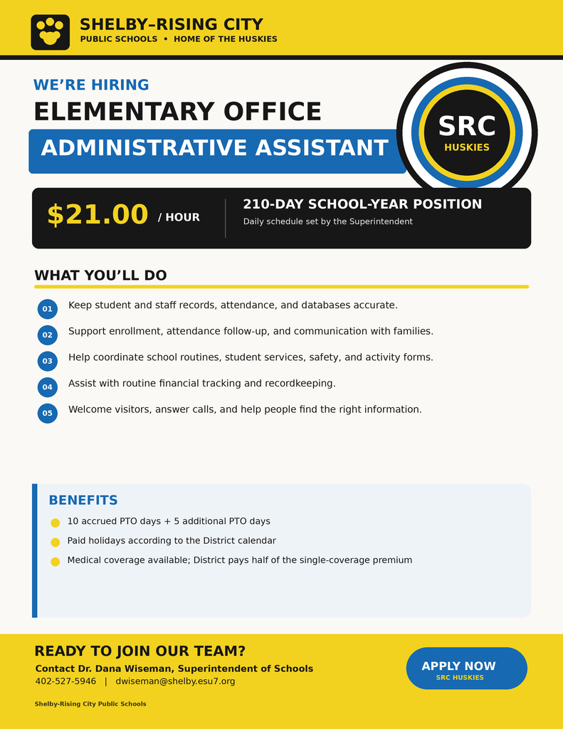 Hiring Elementary Office Administrative Assistant