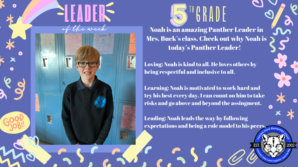 PSE - 5th grade leader of the week