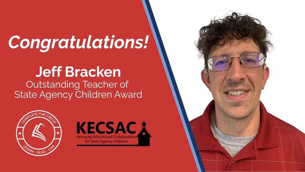 a graphic with a photo of teacher Jeff Bracken congratulating him for his award