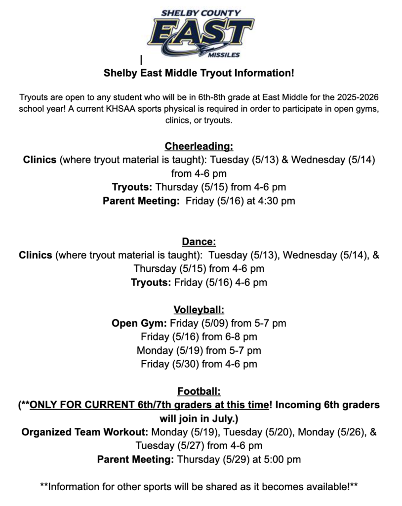 EMS Tryout Info for 25-26