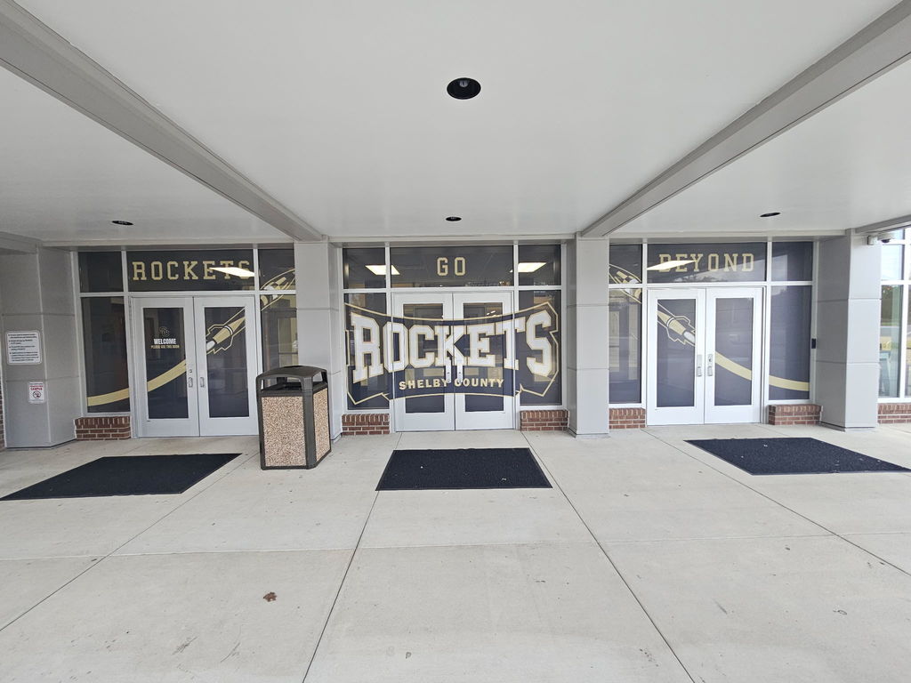 Shelby County high school front doors