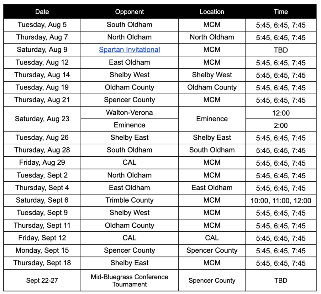 volleyball schedule