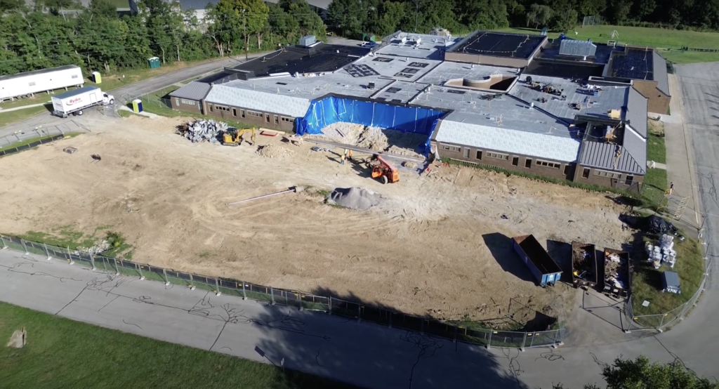 a screenshot of the drone construction footage