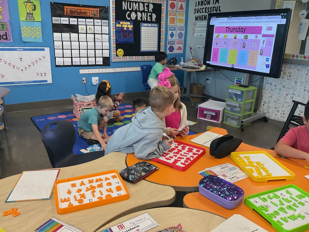 kids in class working