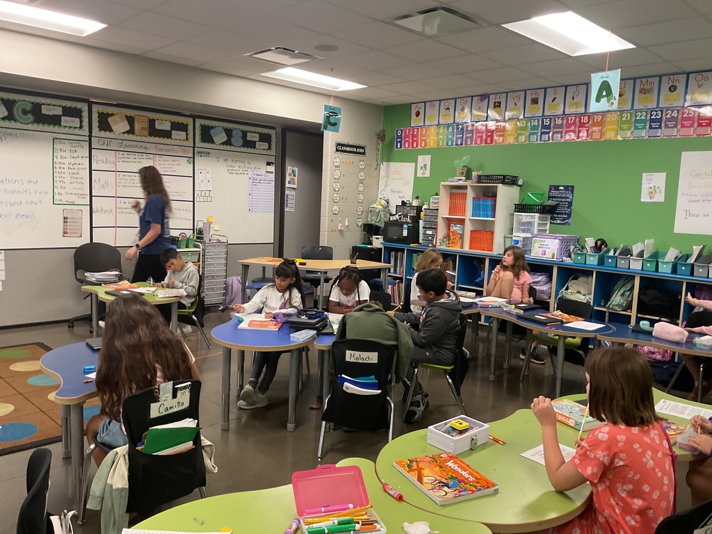 kids in class working