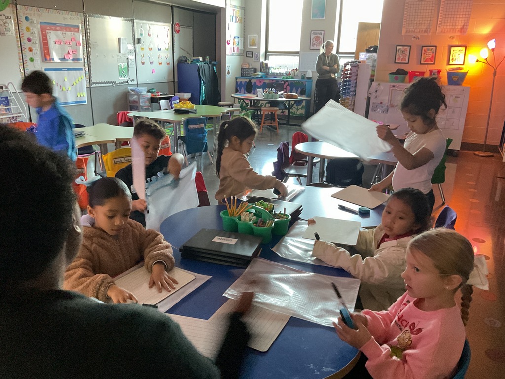 kindergarteners working 