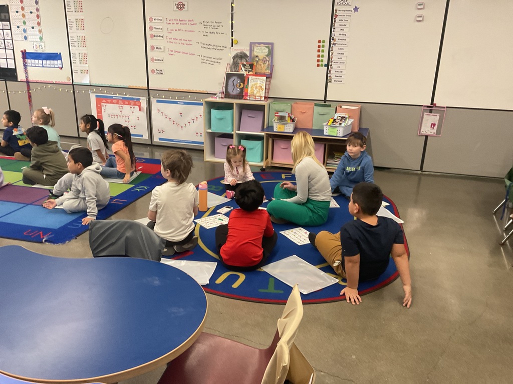 kindergarteners working 