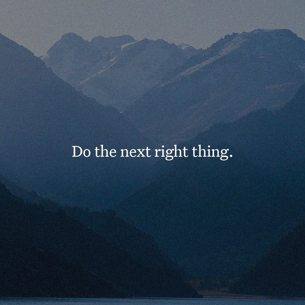 Do the next right thing.