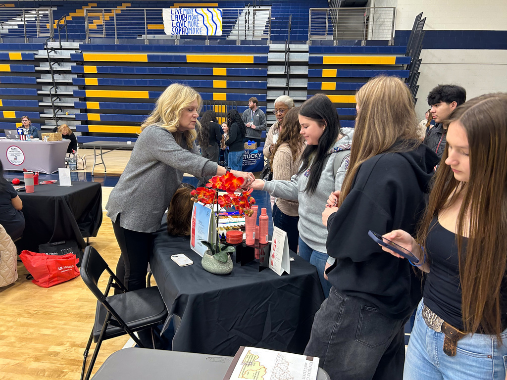 SCHS Students chatting with Job Fair Presenters