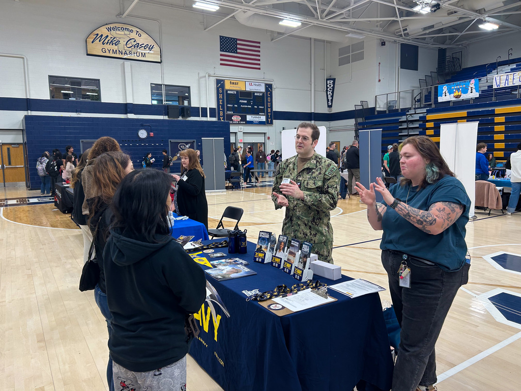 SCHS Students chatting with Job Fair Presenters