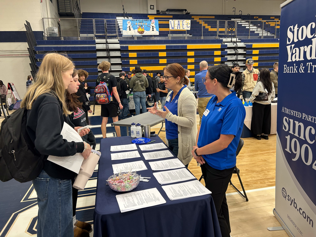 SCHS Students chatting with Job Fair Presenters