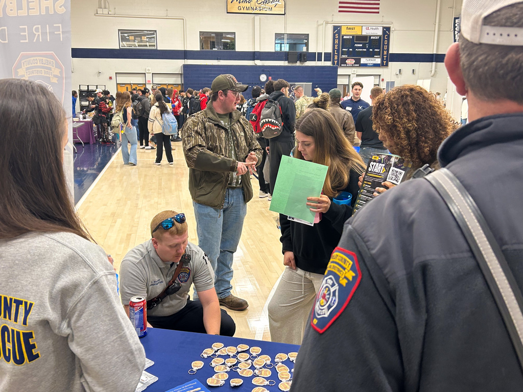 SCHS Students chatting with Job Fair Presenters
