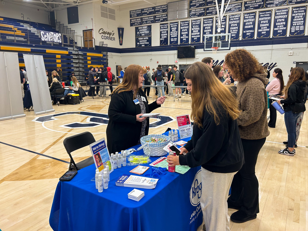 SCHS Students chatting with Job Fair Presenters