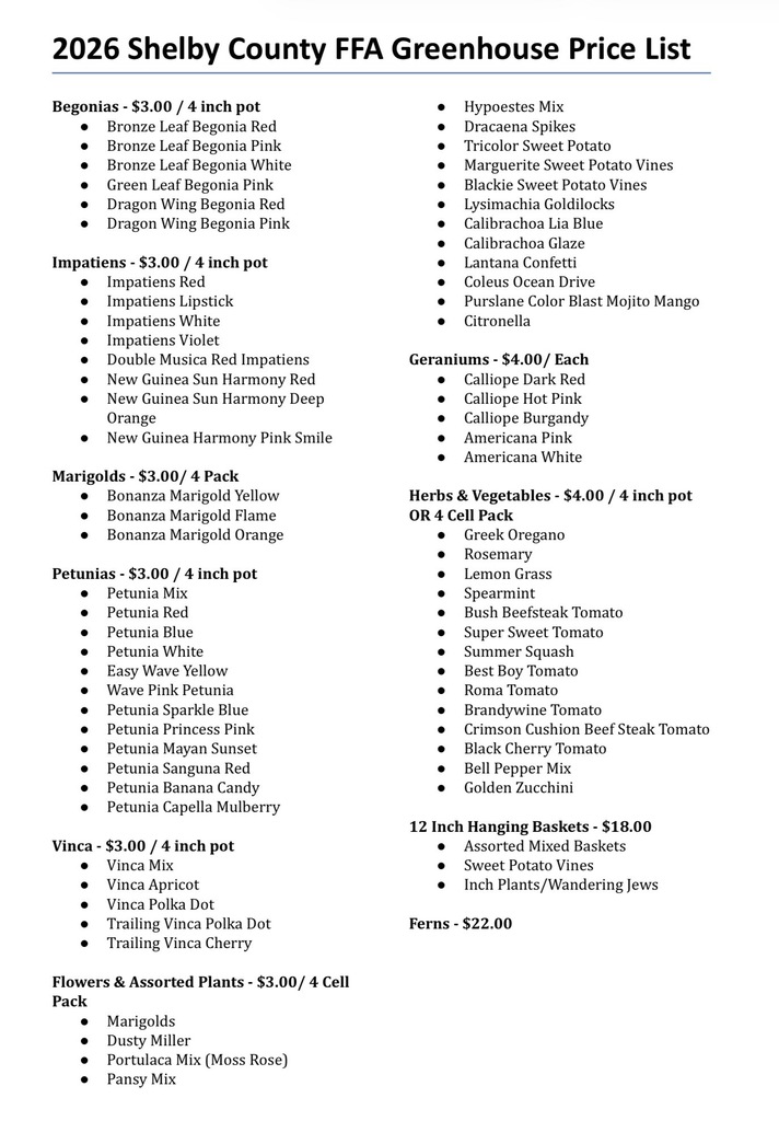 Price list