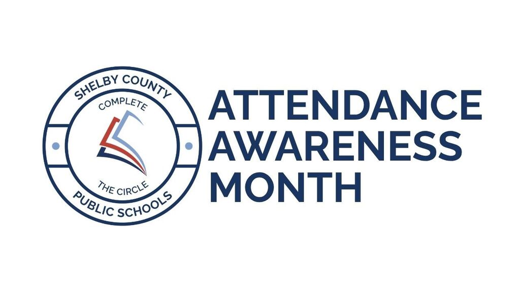 a white graphic with the SCPS logo and the words Attendance Awareness Month