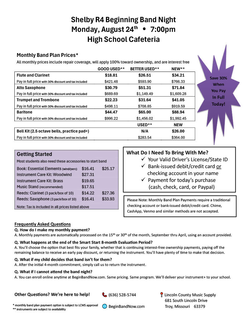Beginning band info flyer
