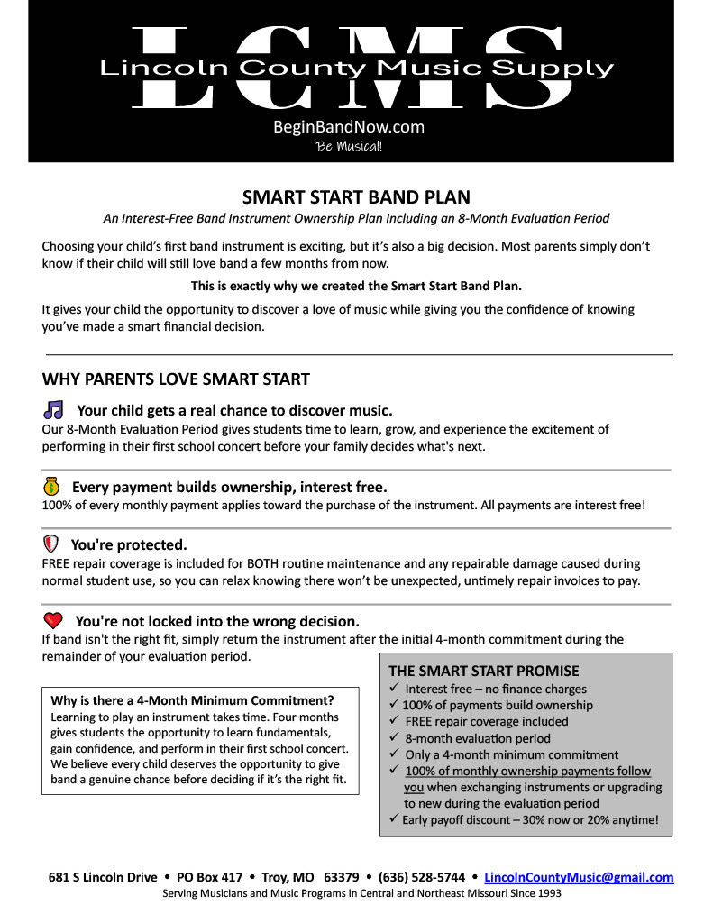Beginning Band rental night Info flyer