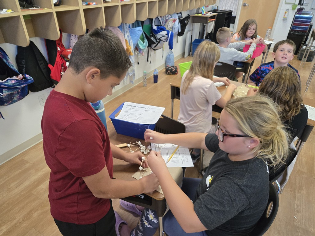 4th grade used the engineer design process to design and test a building to survived an earthquake.  