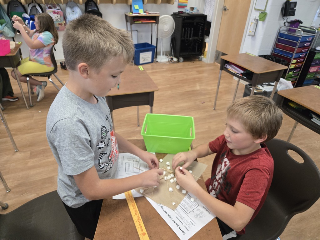 4th grade used the engineer design process to design and test a building to survive an earthquake.  