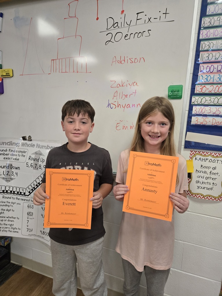 4th grade students mastered their addition math facts. 