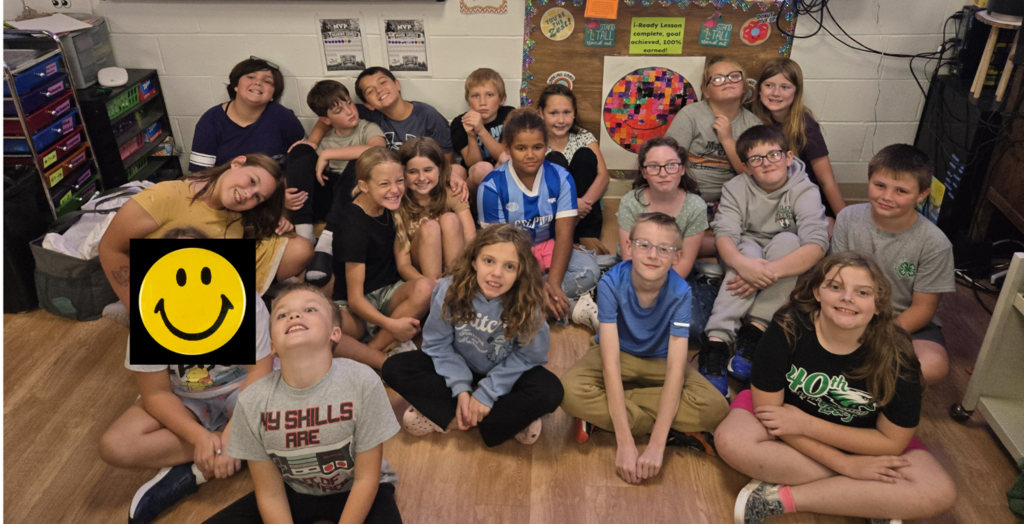 4th graders filled up the smiley face by earning 100% on iReady lessons.