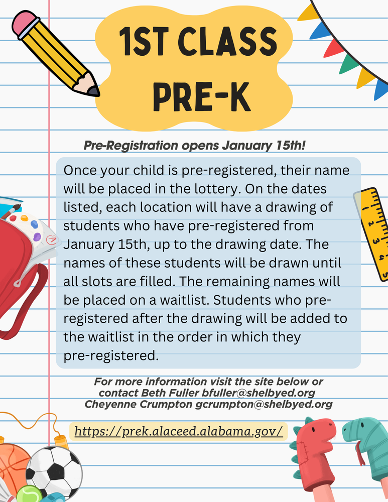 First class pre-k registration flyer