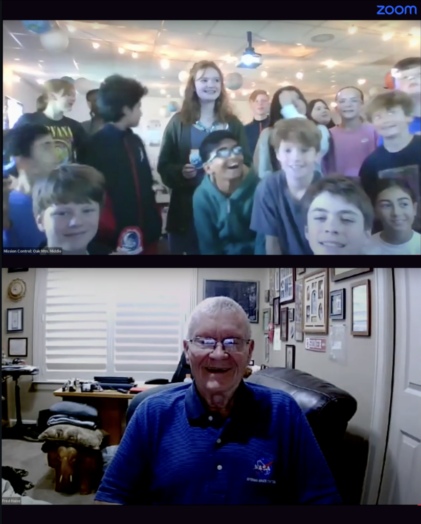Fred Haise speaks to OMMS 6th graders
