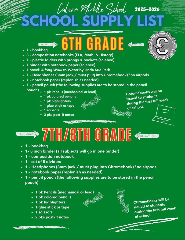 _Calera Middle School School Supply 25-26