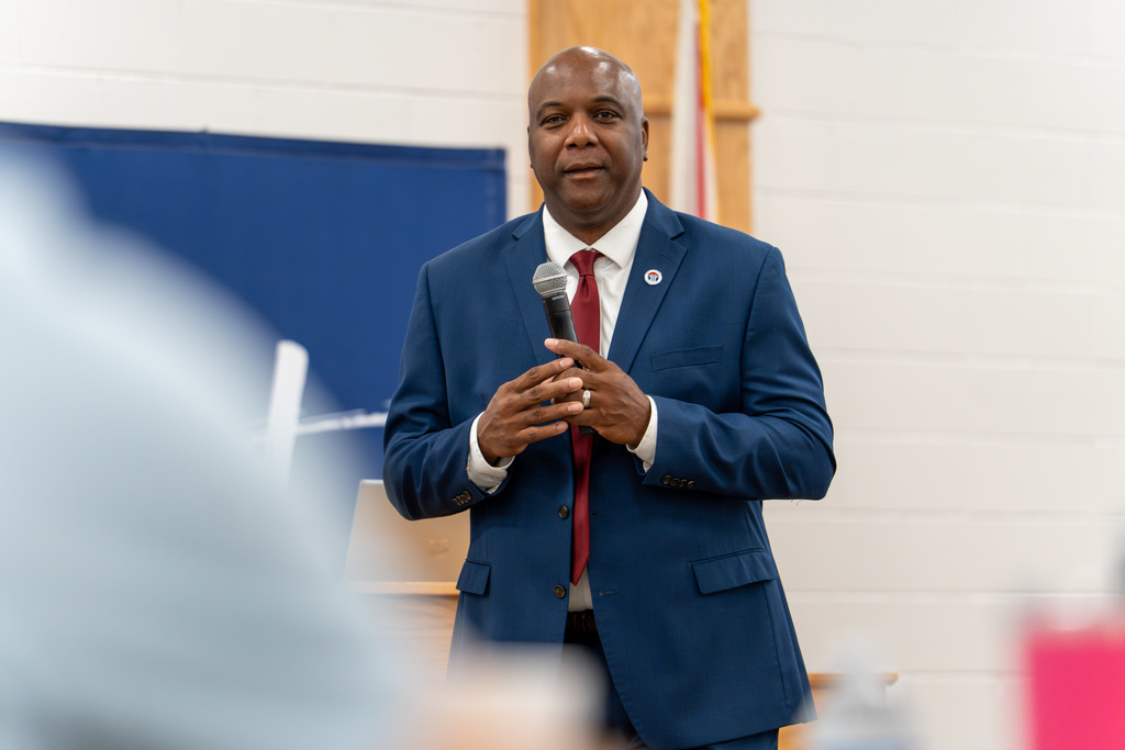 Dr. Brooks addresses school administrators.