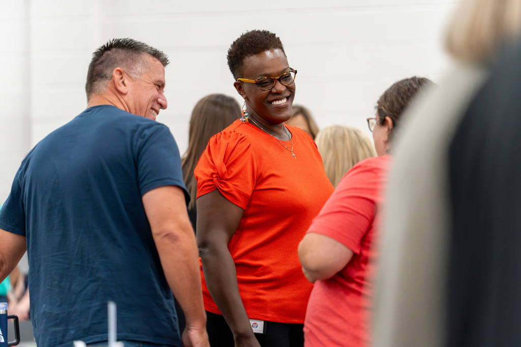 Shelby County Schools' employees interacting.