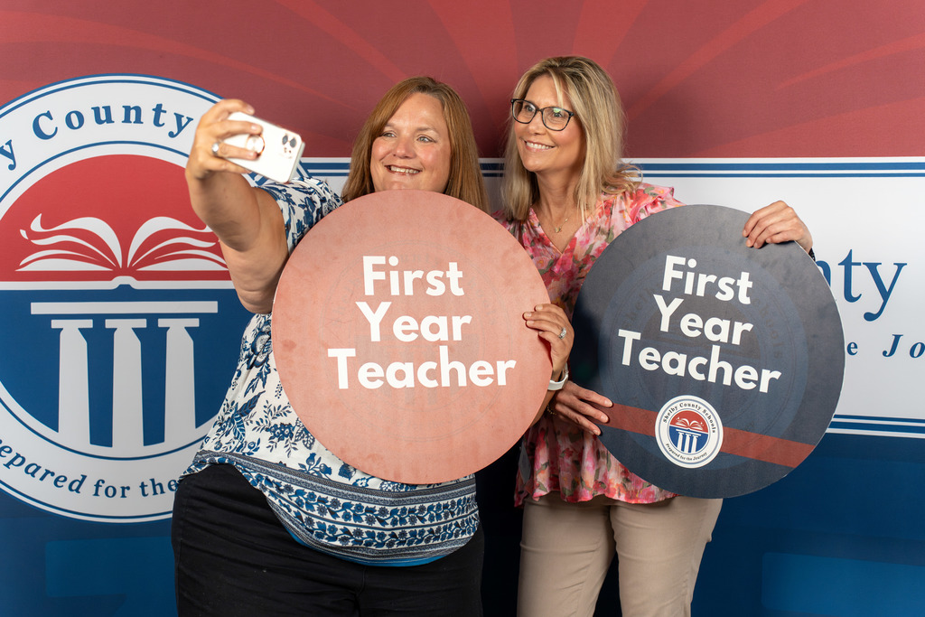 First year teachers taking a selfie.