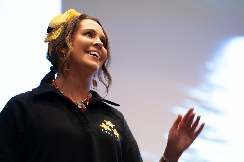 Teacher of the Year speaks at the Elementary Summit.