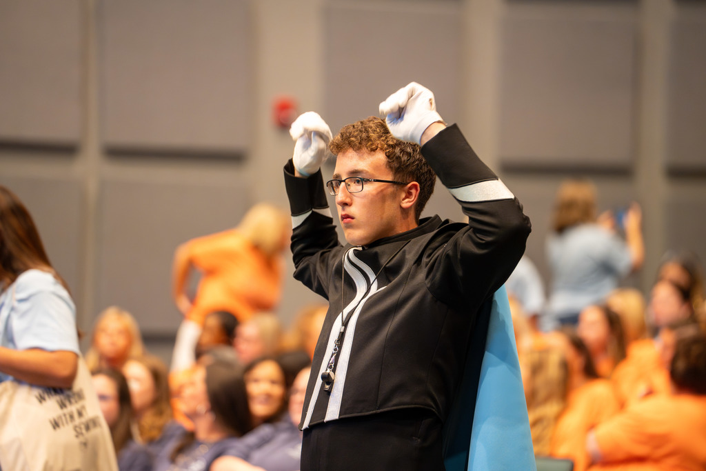 Drum Major directs band at Elementary Summit.