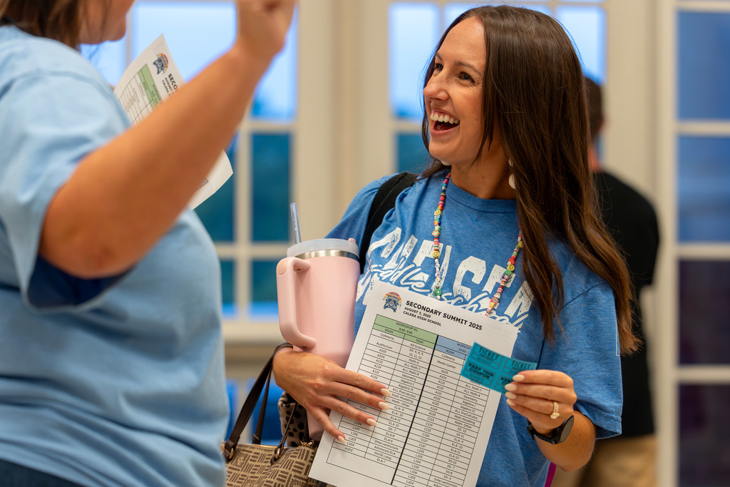 Teacher arrives at Secondary Summit.