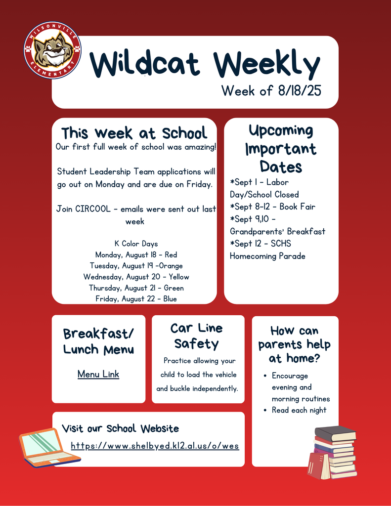 Wildcat Weekly newsletter with important information for the week