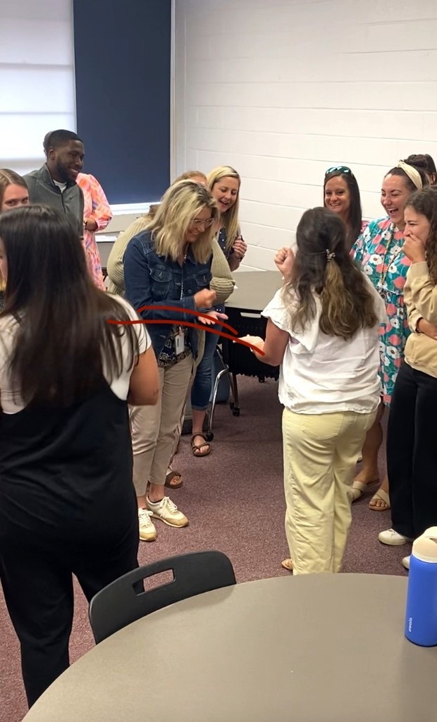 First-Year teacher participants doing game activity 