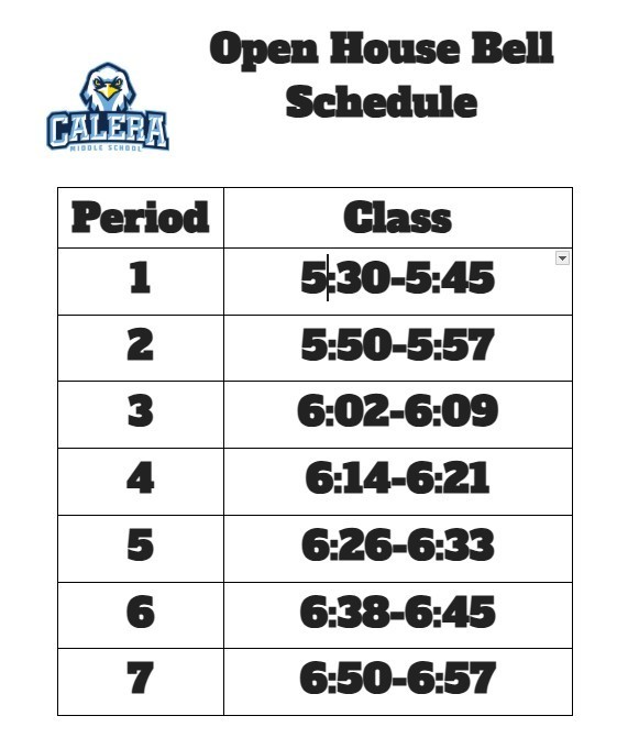 Open house bell schedule