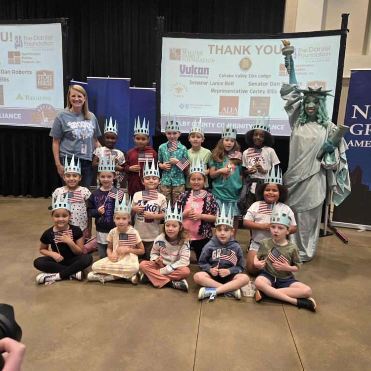 class of students with Libby Liberty 