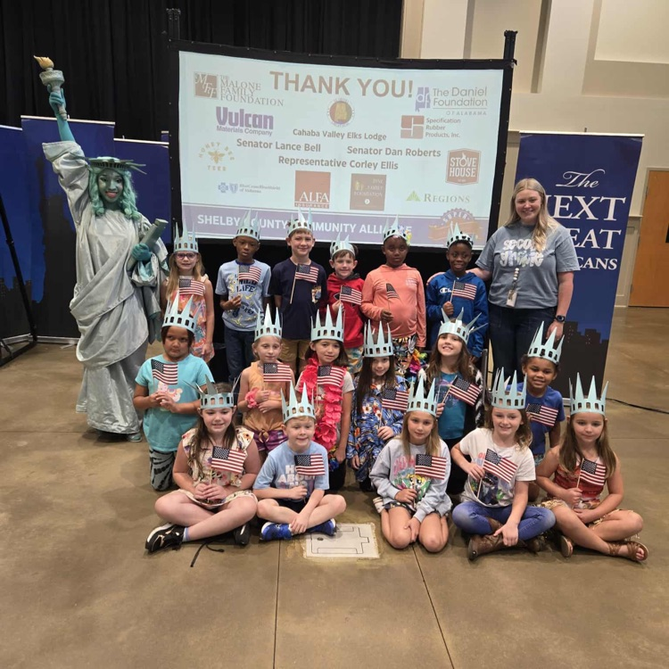 class of students with Libby Liberty 
