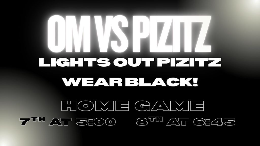 🖤🏈 GAME DAY! 🏈🖤 It’s Lights Out, Pizitz!  ⚫ Wear ALL BLACK to school + the game! ⚫ Spirit Contest: Anyone dressed in theme at the game will be entered—winner’s name drawn Friday morning on announcements!  📍 HOME GAME – OM vs. Pizitz 7th Grade – 5:00 PM 8th Grade – 6:45 PM  Let’s pack the stands 🖤  #LightsOutPizitz #OMSpirit
