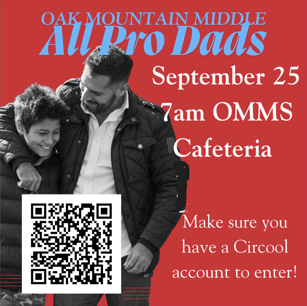 🍳🥞 All Pro Dads Breakfast at OMMS! 🥞🍳  Dads, granddads, uncles, and father figures—join us with your student for our All Pro Dads Breakfast!  📅 Date: Sept, 25  ⏰ Time: 7:00 AM 📍 Location: OMMS Cafeteria  👉 A Circool account is required to enter. 👉 Scan the QR code on the flyer OR register here: https://allprodadchapters.com/chapters/14285  Come enjoy breakfast, connection, and encouragement to start the day right. We can’t wait to see you there! 
