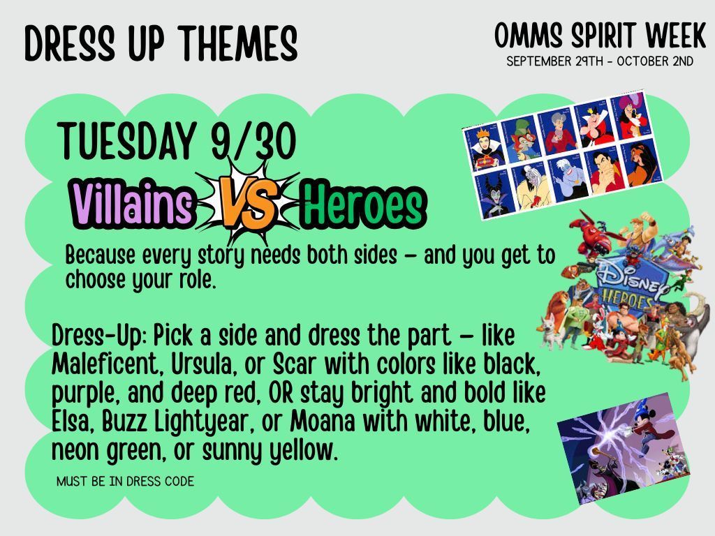 Tuesday: Villains vs. Heroes