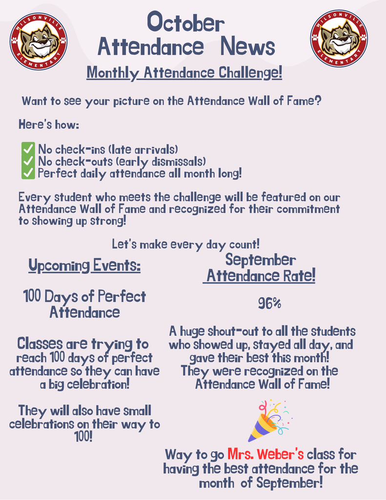 flyer with details of attendance competition for October