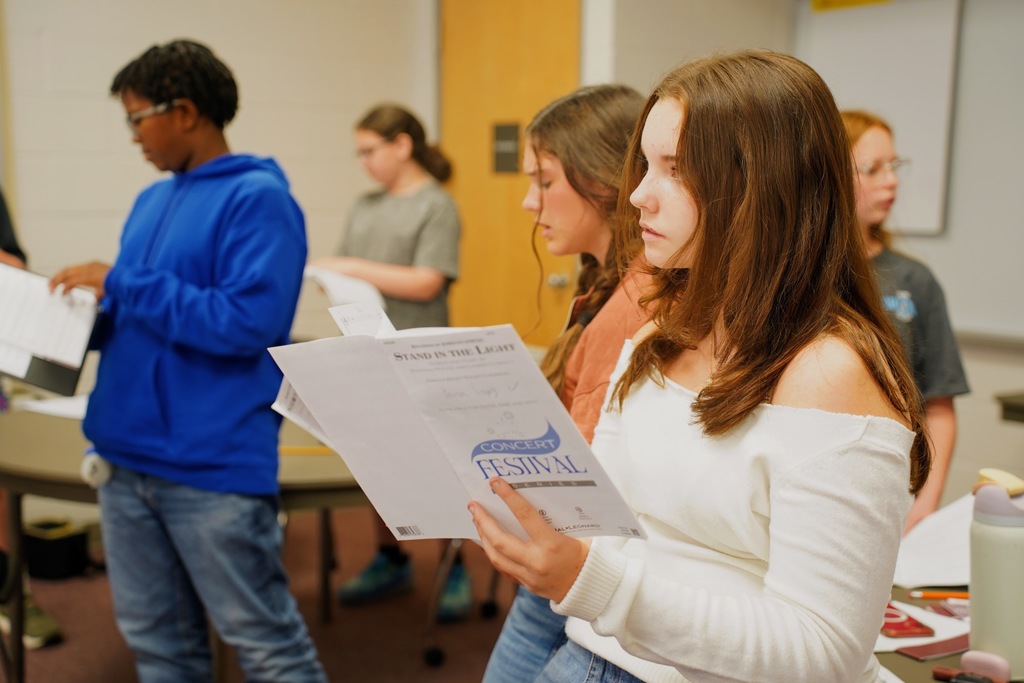 Students rehearsing for All State Choir 