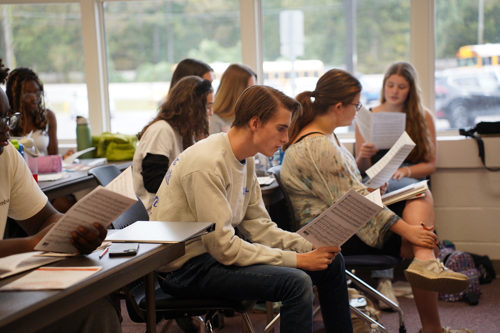 Students rehearsing for All State Choir 