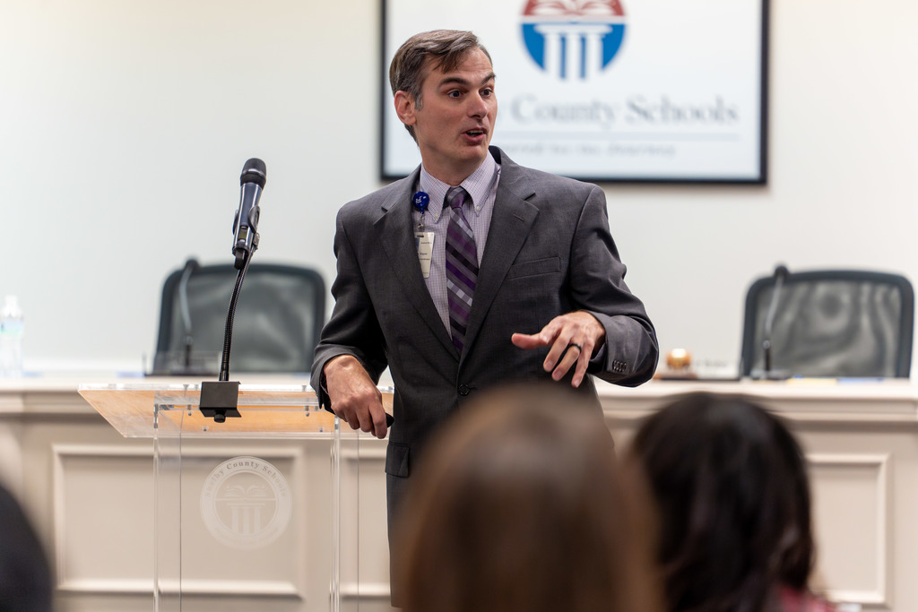 Mr. Hayes speaks to the Shelby 101 class.